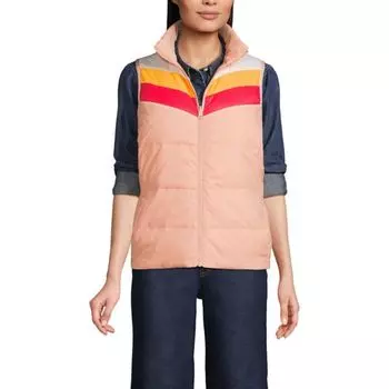 Женский двусторонний легкосплавный пуховый жилет Lands' End, цвет pink mango block