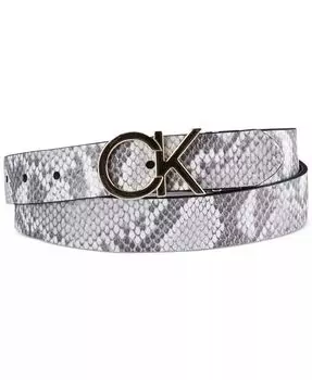 Женский двусторонний ремень с пряжкой с монограммой Calvin Klein, черный