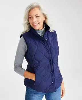 Женский двусторонний жилет-пуховик из шерпы Style & Co, синий