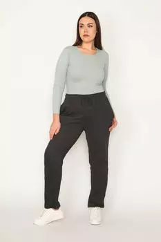 Женский дымчатый спортивный костюм больших размеров, низ с боковыми карманами ans, серый