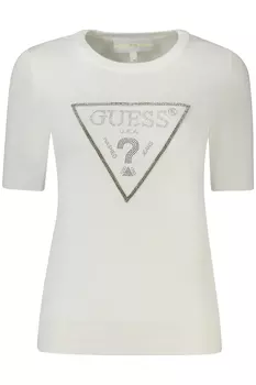Женский джемпер Guess Jeans с коротким рукавом и декоративным логотипом, белый