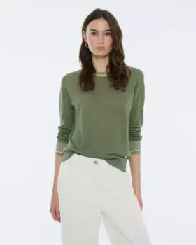 Женский джемпер с длинным рукавом и круглым вырезом Andam, цвет Caqui