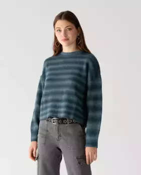 Женский джемпер с длинным рукавом и полосатым принтом Noon, синий