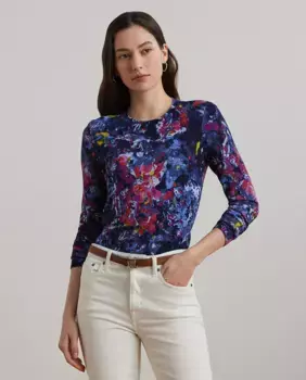 Женский джемпер с длинным рукавом с принтом Lauren Ralph Lauren, синий