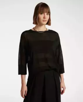 Женский джемпер с перфорацией и рукавами три четверти Elena Mir, черный