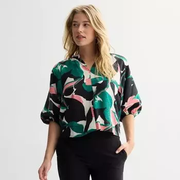 Женский джемпер с рукавом 3/4 Popover Nine West, цвет emerald ada flora