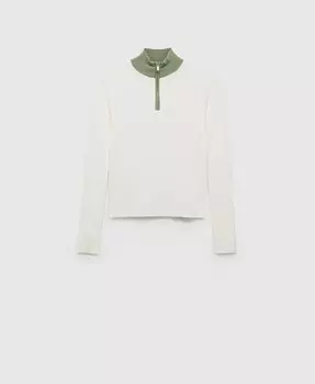 Женский джемпер с воротником на молнии MANGO, зеленый