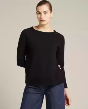 Женский джемпер с вырезом «лодочка» и гладкой отделкой Elena Mir, черный