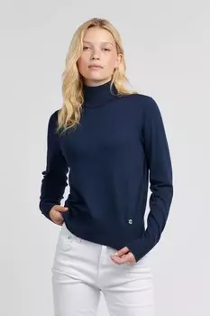 Женский джемпер тонкой вязки с отворотом U.S. Polo Assn, синий