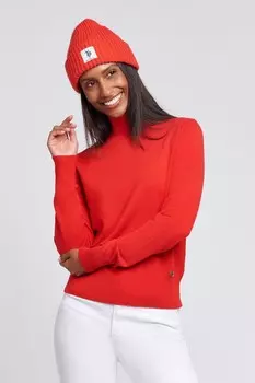 Женский джемпер тонкой вязки с отворотом U.S. Polo Assn, оранжевый