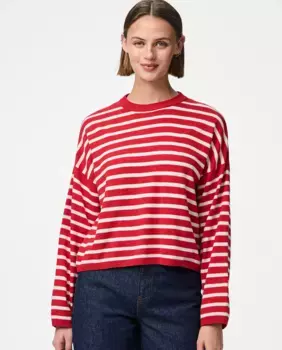 Женский джемпер в полоску Pieces, красный