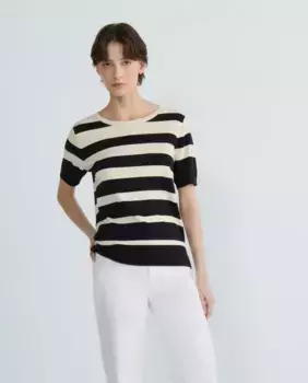 Женский джемпер в полоску с коротким рукавом Zermatt, черный