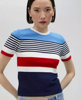 Женский джемпер в полоску с коротким рукавом Lola Casademunt, мультиколор