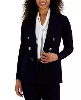 Женский джинсовый двубортный пиджак из искусственной кожи Anne Klein, мульти