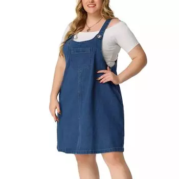 Женский джинсовый комбинезон больших размеров с регулируемыми бретелями, джемпер с карманами Agnes Orinda, черный