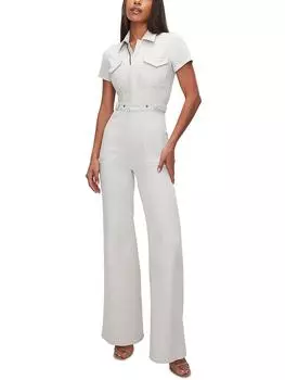 Женский джинсовый комбинезон с широкими штанинами GOOD AMERICAN, цвет bone