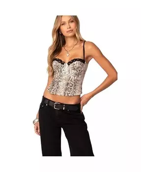 Женский джинсовый корсет из змеиной кожи Edikted, мультиколор
