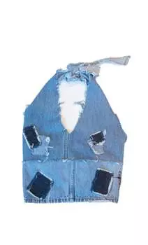 Женский джинсовый круглый топ синего цвета knotWTR