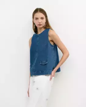 Женский джинсовый топ с карманами Brownie, синий