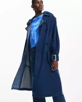 Женский джинсовый тренч на пуговицах Desigual, синий