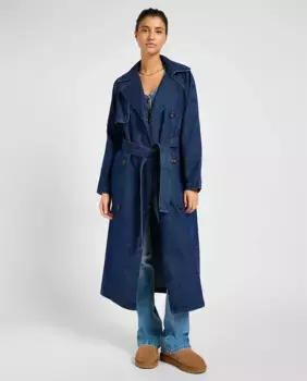 Женский джинсовый тренч с двубортным поясом Lee, синий