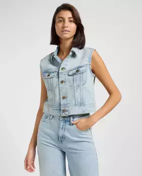 Женский джинсовый жилет с металлическими пуговицами Lee, голубой