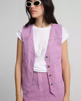 Женский джинсовый жилет с металлическими пуговицами Silbon, пурпурный