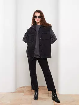 Женский джинсовый жилет с воротником рубашки LCW Modest