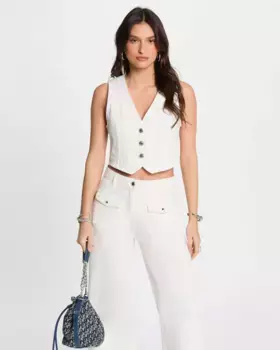 Женский джинсовый жилет с застежкой на пуговицы Morgan, белый