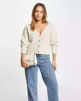 Женский фактурный кардиган с застежкой на пуговицы Morgan, бежевый