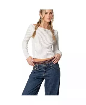 Женский фактурный прозрачный топ с вырезом «лодочка» Edikted, белый