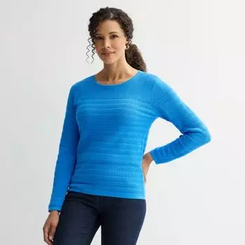 Женский фактурный свитер с круглым вырезом и кокеткой Croft & Barrow, цвет fresh blue