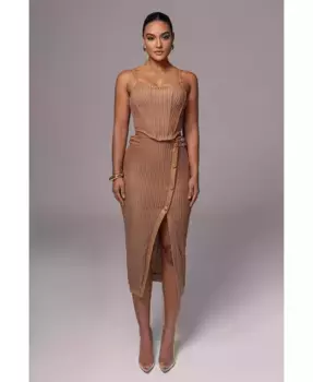 Женский фактурный топ-корсет Harley JLUXLABEL, коричневый/бежевый