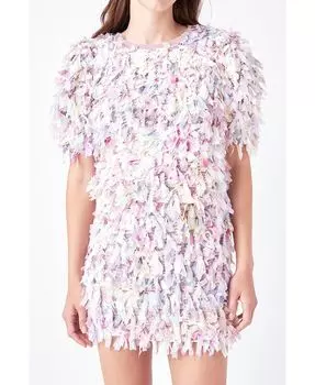 Женский фактурный топ с лентой English Factory, фиолетовый