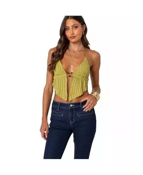 Женский фактурный топ с открытой спиной Anaya Edikted, зеленый