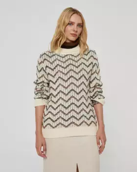 Женский фантазийный свитер с высоким воротником Paz Torras, цвет Crudo