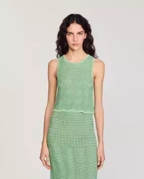 Женский фантазийный трикотажный топ Sandro, зеленый