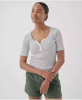 Женский фаворитный топ на пуговицах в рубчик Pact, белый