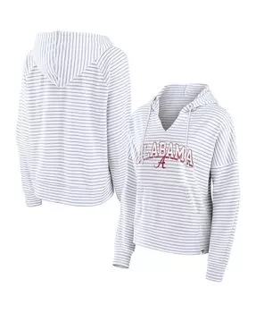 Женский фирменный белый пуловер с капюшоном в полоску Alabama Crimson Tide Fanatics, белый