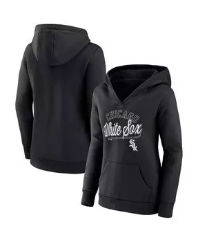 Женский фирменный черный пуловер с капюшоном Chicago White Sox Simplicity Crossover с v-образным вырезом Fanatics, черный