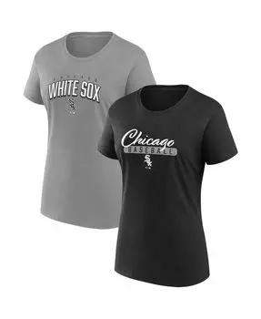 Женский фирменный комплект футболок черного и серого цвета Chicago White Sox Fan Fanatics