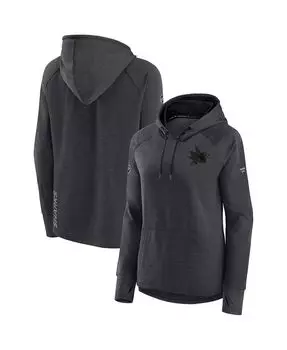 Женский фирменный пуловер с капюшоном цвета реглан с логотипом Heather San Jose Sharks Authentic Pro Road Performance Fanatics