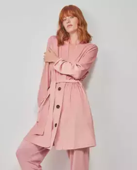 Женский флисовый халат на пуговицах и поясе Gisela, цвет Rosa