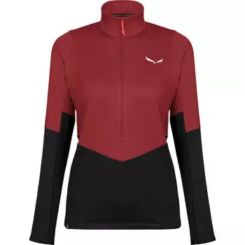 Женский флисовый пуловер Puez PL с полумолнией на половину длины Salewa, красный