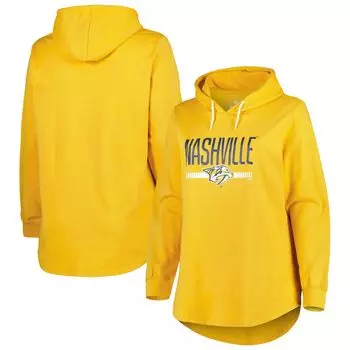Женский флисовый пуловер с капюшоном Heather Gold Nashville Predators большого размера