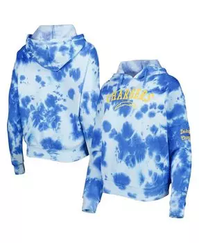 Женский флисовый пуловер с капюшоном Los Angeles Chargers Cloud Dye синего цвета New Era