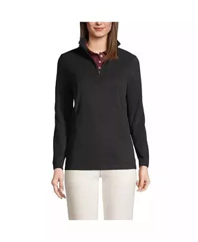 Женский флисовый пуловер с молнией на четверть длины Thermacheck 100 Lands' End, синий