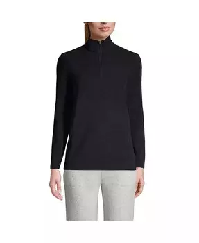 Женский флисовый пуловер с молнией на четверть для высоких, всепогодный Lands' End, синий