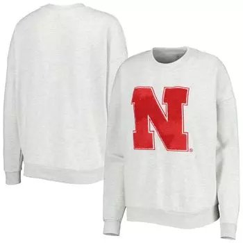 Женский флисовый свитшот из синели с нашивкой Gameday Couture Heather Ash Nebraska Huskers