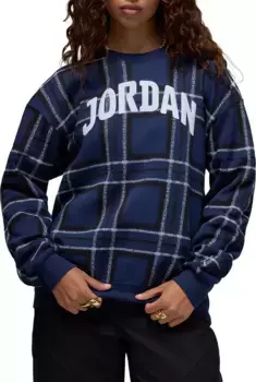 Женский флисовый свитшот Jordan Brooklyn с круглым вырезом и рисунком, цвет Midnight Navy